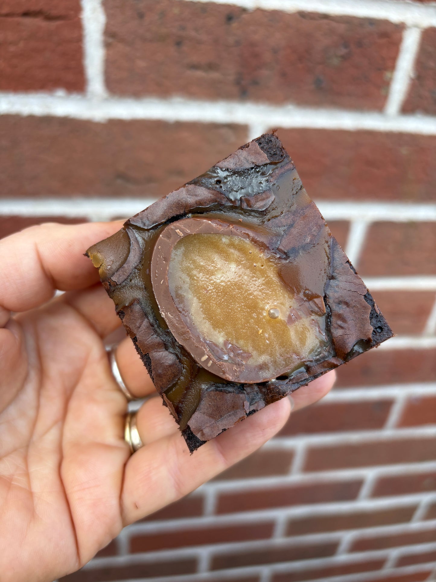Double caramel egg brownie
