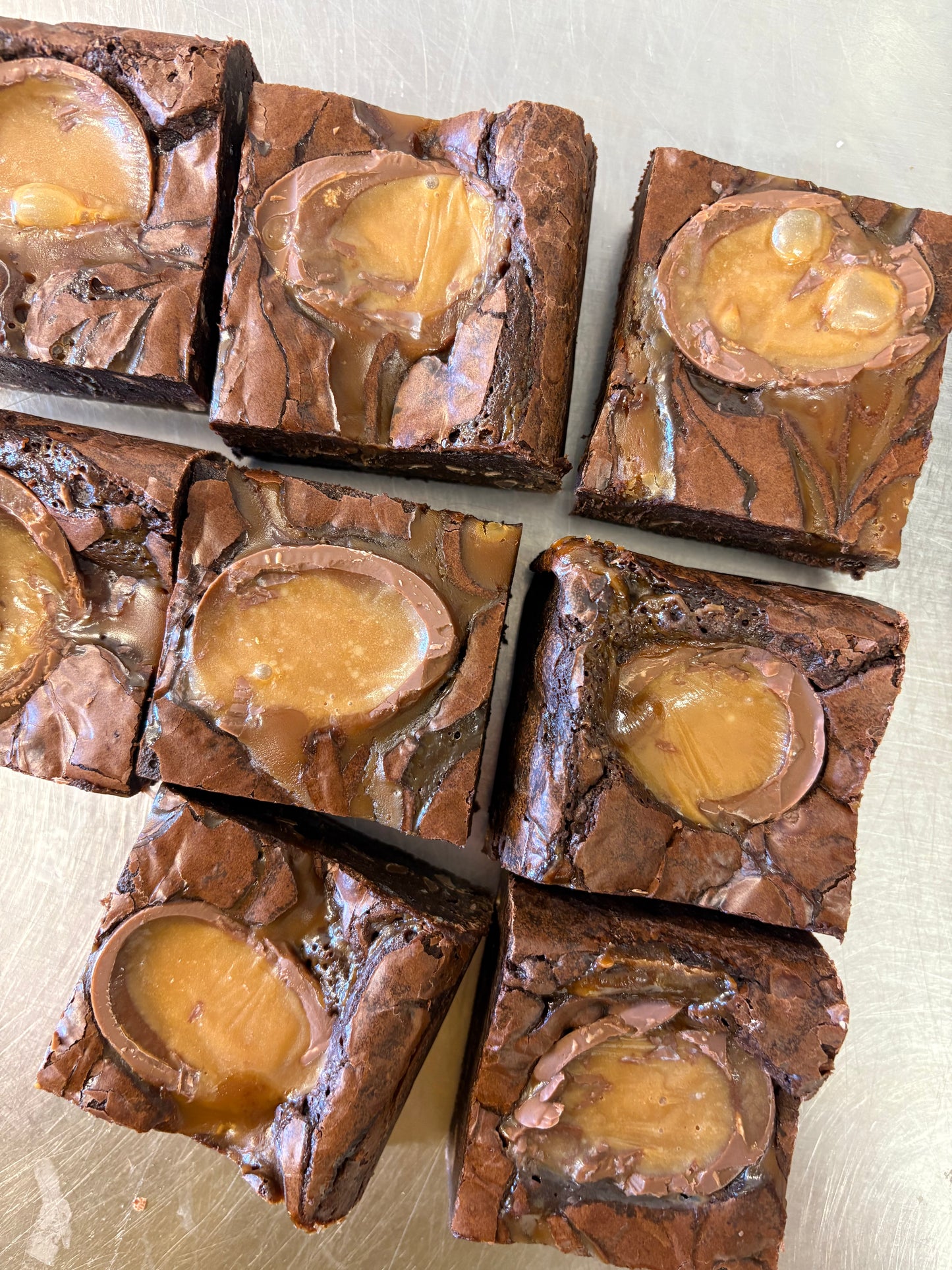 Double caramel egg brownie