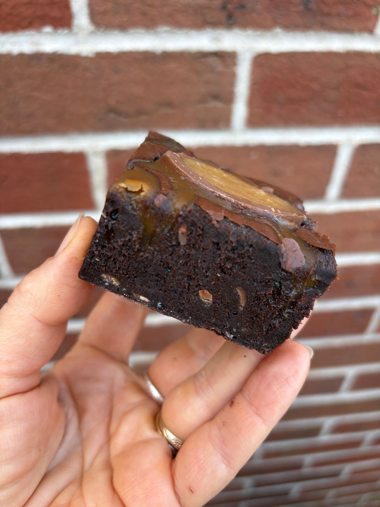Double caramel egg brownie