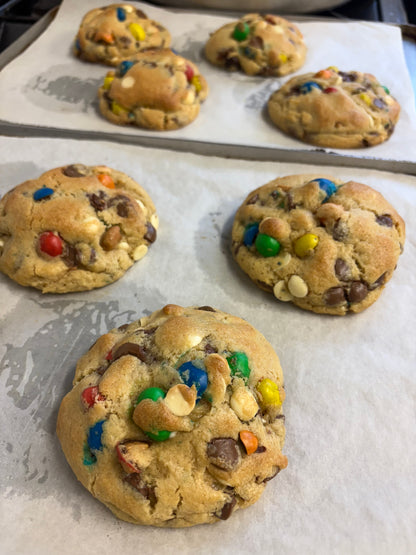 Peanut M&M stuffed cookie