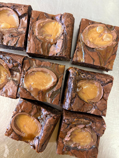 Double caramel egg brownie